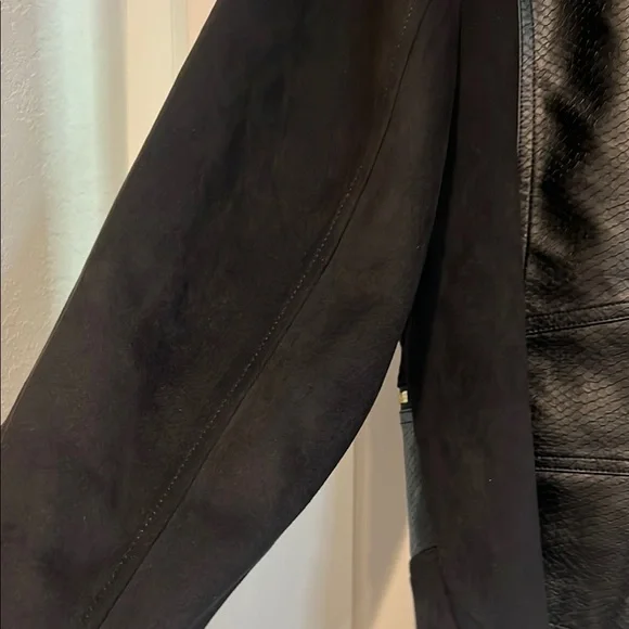 Michael Kors Black Leather Jacket with Gold Accents - Picture 4 of 4